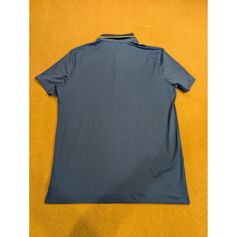 Redvanly Mens Mael Polo Shirt Marine Blue Striped Collar R2505 Golf Top NWT M - Picture 10 of 10